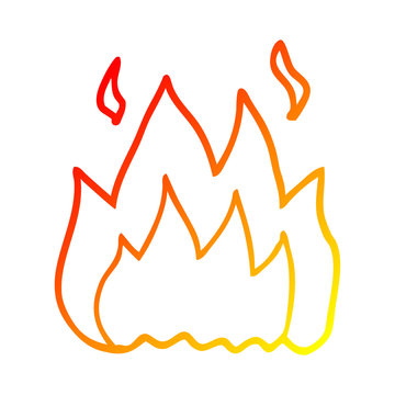 recommend clip art: warm gradient line drawing cartoon fire burning