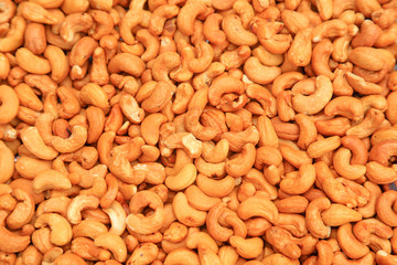 Piles of cashew nuts