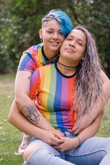 Fototapeta premium Gay couple in love. Young women having a lesbian relationship.
