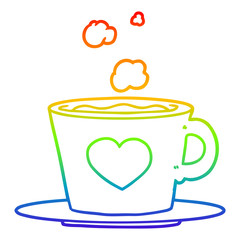 rainbow gradient line drawing a lovely cup of coffee