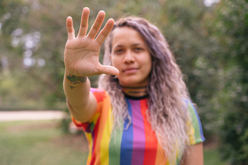 Portrait of a beautiful young woman proud to be gay.