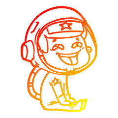 warm gradient line drawing cartoon laughing astronaut