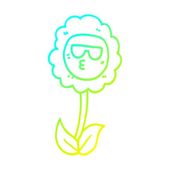 cold gradient line drawing cartoon flower