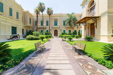 Fototapeta premium Facade of the royal palace of Abdeen, currently used as a presidency workplace, located in Eastern Downtown Cairo, Egypt