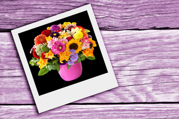 German Gift Card with colorful bouquet of flowers