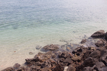 Tropical rock and beach at Phuket , Thailand