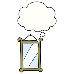 cartoon mirror and thought bubble