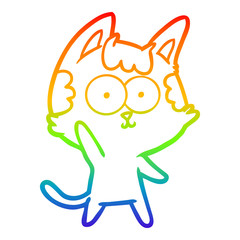 Obraz premium rainbow gradient line drawing happy cartoon cat