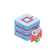 Server clouds, download upload technology, email. Vector 3d isometric color icon new flat style. Creative illustration, idea for infographics.
