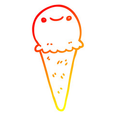 warm gradient line drawing cartoon ice cream
