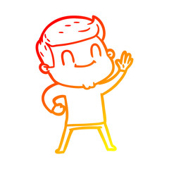 warm gradient line drawing cartoon friendly man