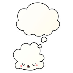 cute cartoon cloud and thought bubble in smooth gradient style