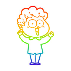 rainbow gradient line drawing cartoon happy man