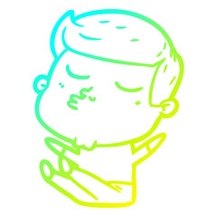 cold gradient line drawing cartoon model guy pouting