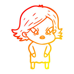 warm gradient line drawing cartoon stressed woman