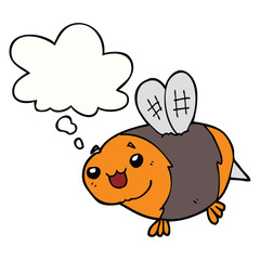 funny cartoon bee and thought bubble