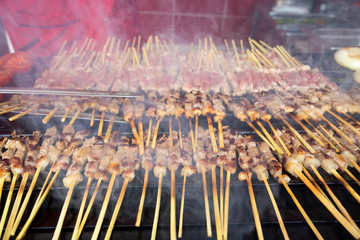 Traditional delicious Turkish foods; skewers cop sis