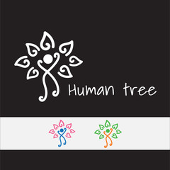 human tree logo in line style design template