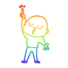 rainbow gradient line drawing happy cartoon bald man
