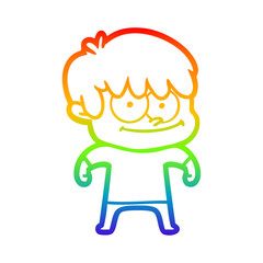 rainbow gradient line drawing happy cartoon man