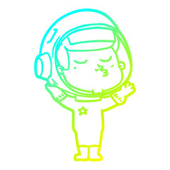 cold gradient line drawing cartoon confident astronaut