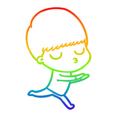 rainbow gradient line drawing cartoon calm boy