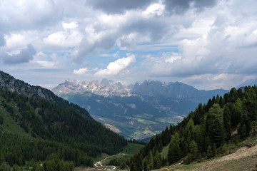 Fototapeta na wymiar Alpe Lusia, Dolomites, Alps, Italy. Beautiful Mountain View. Summer mountain landscape in val di Fassa, Italian dolomites.