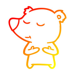 warm gradient line drawing happy cartoon bear