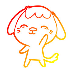 warm gradient line drawing happy cartoon dog