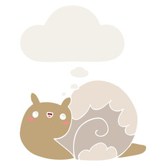cute cartoon snail and thought bubble in retro style