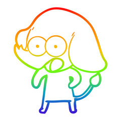 rainbow gradient line drawing cute cartoon elephant