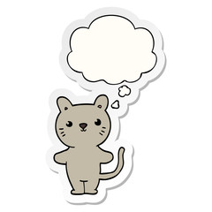 Obraz na płótnie Canvas cartoon cat and thought bubble as a printed sticker