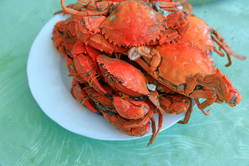 cooked crab on the plate