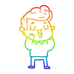 rainbow gradient line drawing happy cartoon man