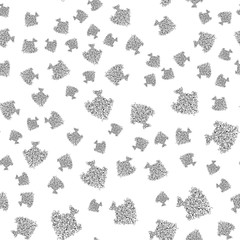 Seamless pattern of abstract sea fish isolated on white background. Hand drawn seamless illustration. Outline