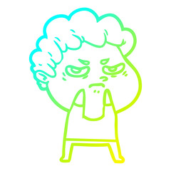 cold gradient line drawing cartoon angry man