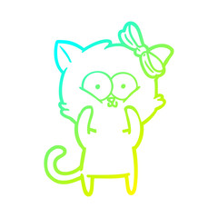 cold gradient line drawing cartoon cat