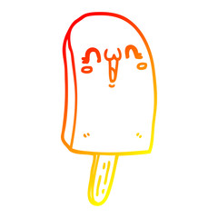 warm gradient line drawing cartoon frozen ice lolly