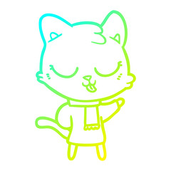 cold gradient line drawing cartoon cat
