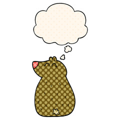cute cartoon bear and thought bubble in comic book style