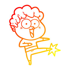warm gradient line drawing cartoon happy man