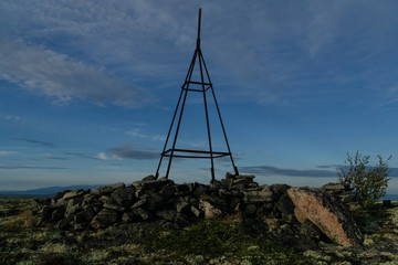 Triangulation tower in the high mountain tundra