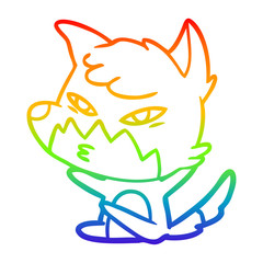 rainbow gradient line drawing clever cartoon fox