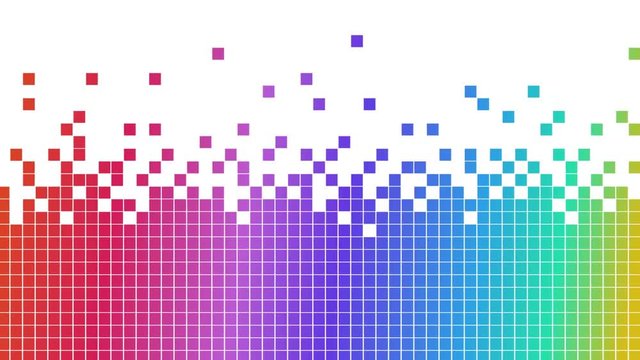 Scrolling multicolored pixelated mosaic banner HD
