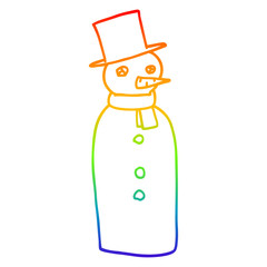 rainbow gradient line drawing cartoon traditional snowman