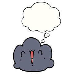 happy cloud cartoon and thought bubble