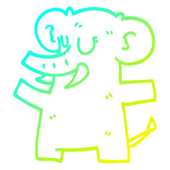 cold gradient line drawing cartoon standing elephant