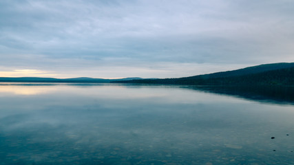The water surface of the northern lake at night