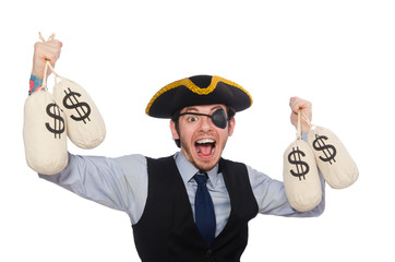 Businessman pirate isolated on white background