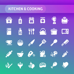 Kitchen & Cooking Vector Icon Set.